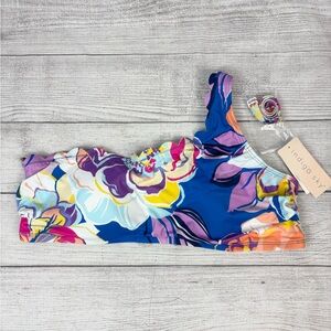 Indigo Sky Floral One Shoulder Bikini Top - Multicolor XL